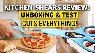 Best Multi-Purpose Kitchen Shears? Kitchen Scissor Unboxing ~ Cut Testing Pizza, Bread! HomeyCircle