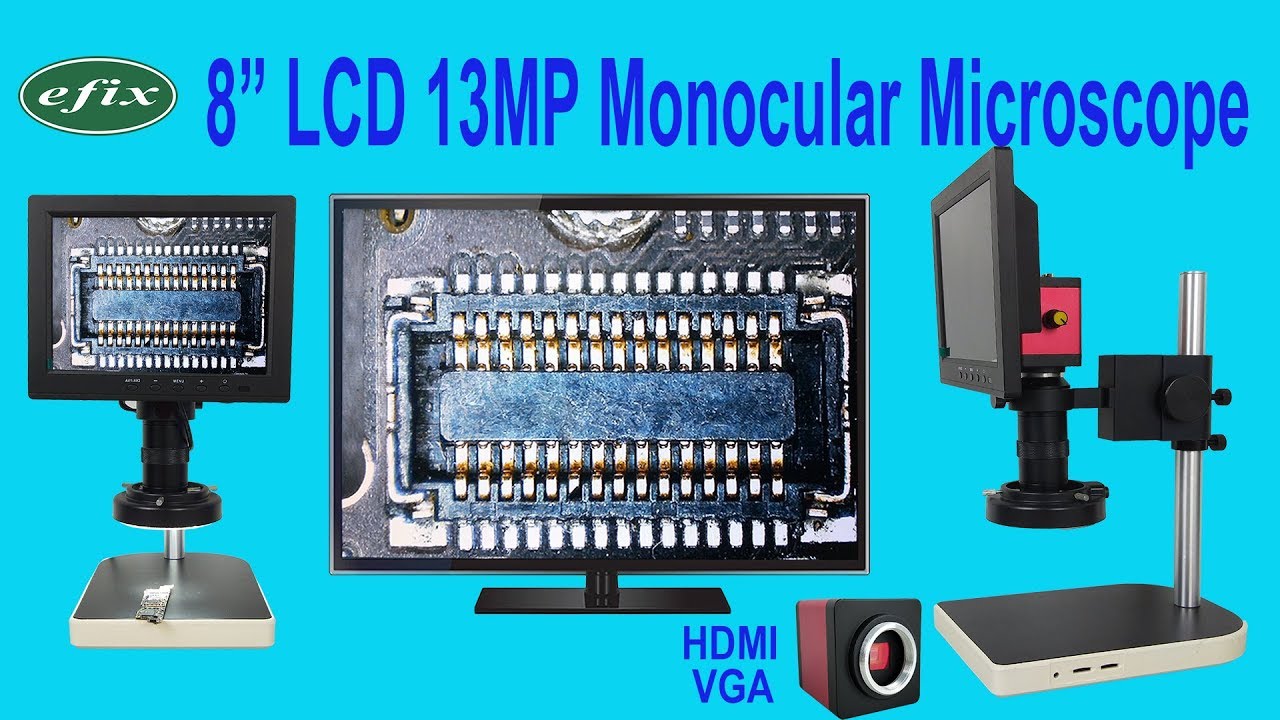 efix 8 Inch LCD Video 13MP HDMI VGA Monocular Microscope