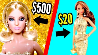 $500 Gold Barbie Doll Vs. $20 Gold Barbie Doll - LUXURY DOLLS TOYS REVIEW! Cheap Vs. Expensive