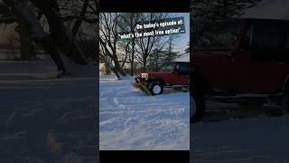 Plowing Snow With Scrap Wood And Ratchet Straps