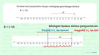Tentukan hasil penjumlahan dengan melengkapi garis bilangan berikut! 8 + (-12) +8 -10 -9 -8 -7 -6...