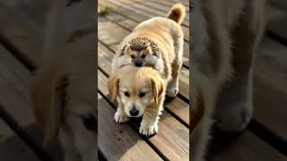 Cute Baby Hedgehog Rides On Puppy’s Back 🦔🐶💛 Heartwarming Adventure