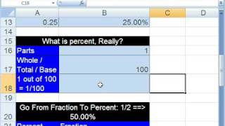 Excel Busn Math 22: Convert Decimals & Fractions To Percent
