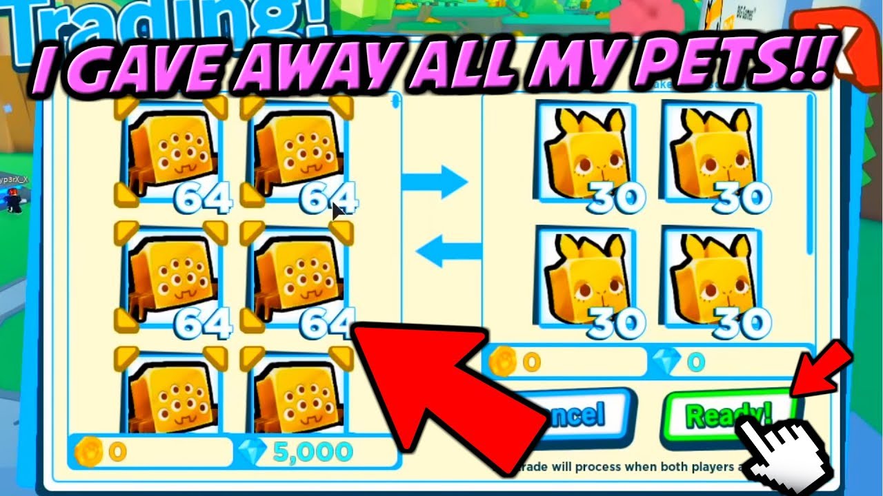 I GAVE AWAY ALL OF MY LEGENDARY PETS IN PET SIMULATOR 2!! (Roblox