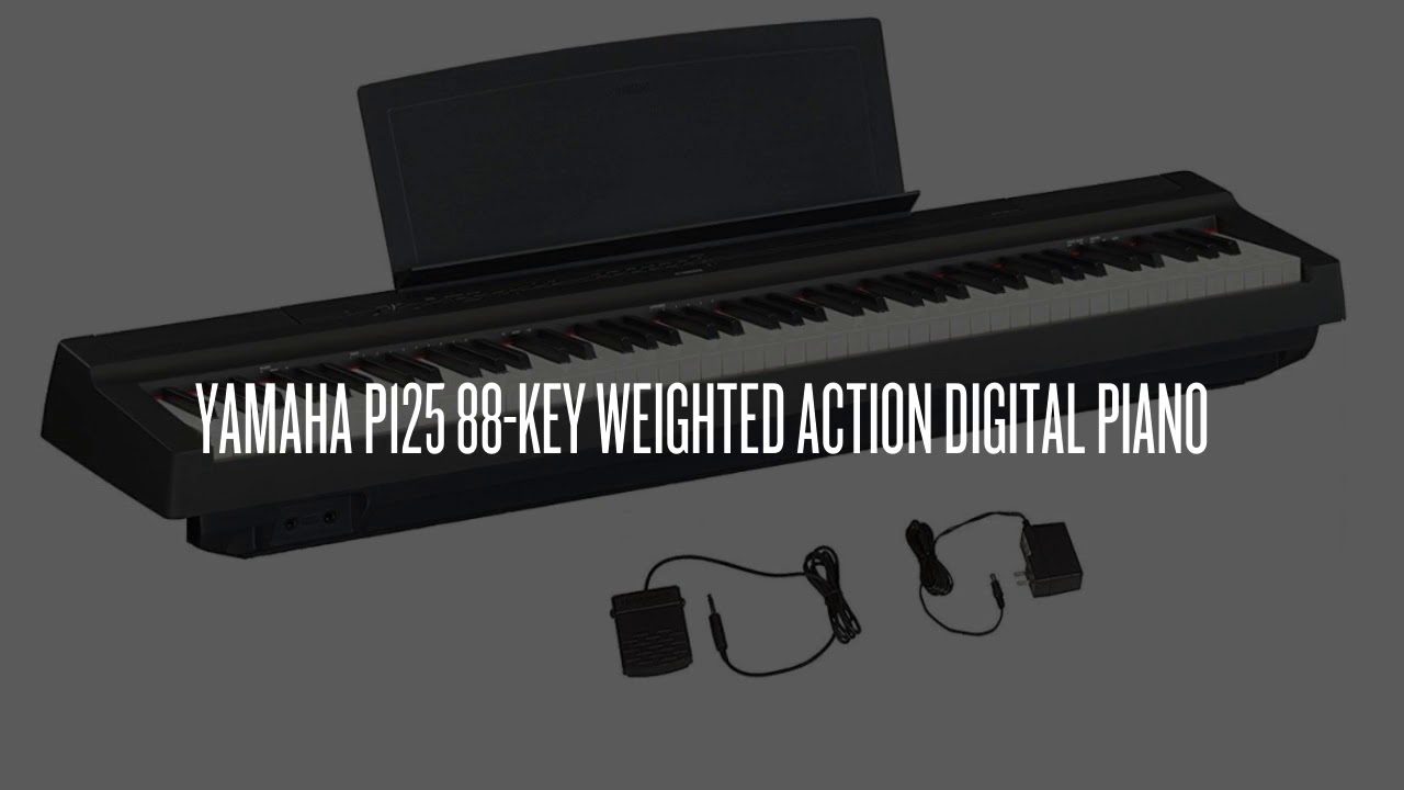 Yamaha P125 88 Key Weighted Action Digital Piano with Power Supply and Sustain Pedal Black