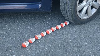 10 KINDER SURPRISE EGGS vs CAR