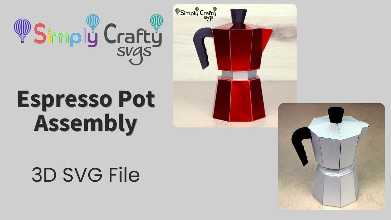 3D Espresso Pot Assembly - 3D SVG File - Coffee Gift Box SVG