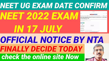 NEET 2022 EXAM DATE FINALLY DECIDE?🔥NTA OFFICIAL NOTICE😱17 JULY DATE✌️#neetexam #neetlatestnews