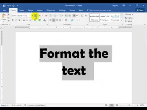 change font size with 1 click in word