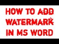 How to Add custom Watermark in MS Word | How to Add Watermark | #word