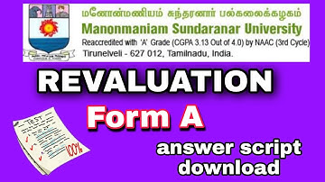 Revaluation Form-A answer script download. Ms university 2022