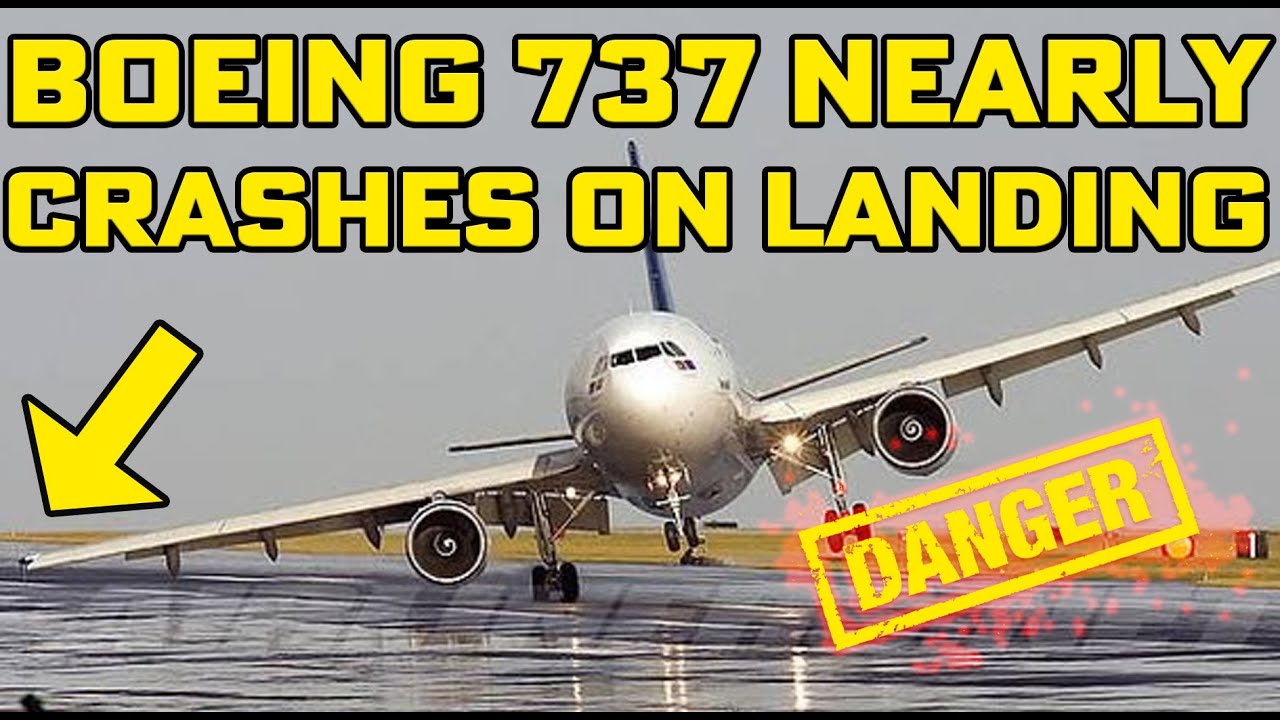 Plane Nearly Crashes On Landing - Wing Hits The Ground! Boeing 737 Max ...