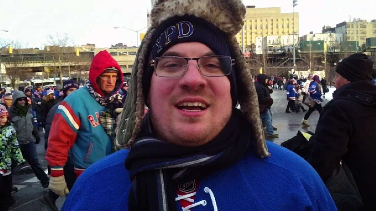 Rangers and Devils fans experience outdoor hockey YouTube