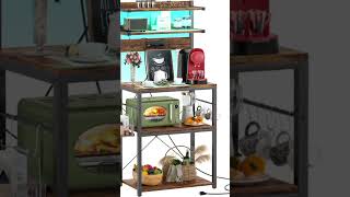 Aheaplus Bakers Rack with Power Outlet &amp; RGB LED 5-Tier Coffee Bar Table for Kitchen &amp; Home #uk #usa