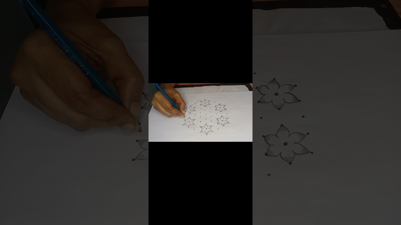 Beautiful Flower Kolam 🌼 9x5 Dots Flower Rangoli 🌼 Festival Rangoli