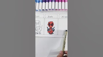 Drawing Deadpool😀30 sec,3 min,30 min Challenge #shorts #drawingchallenge #trending