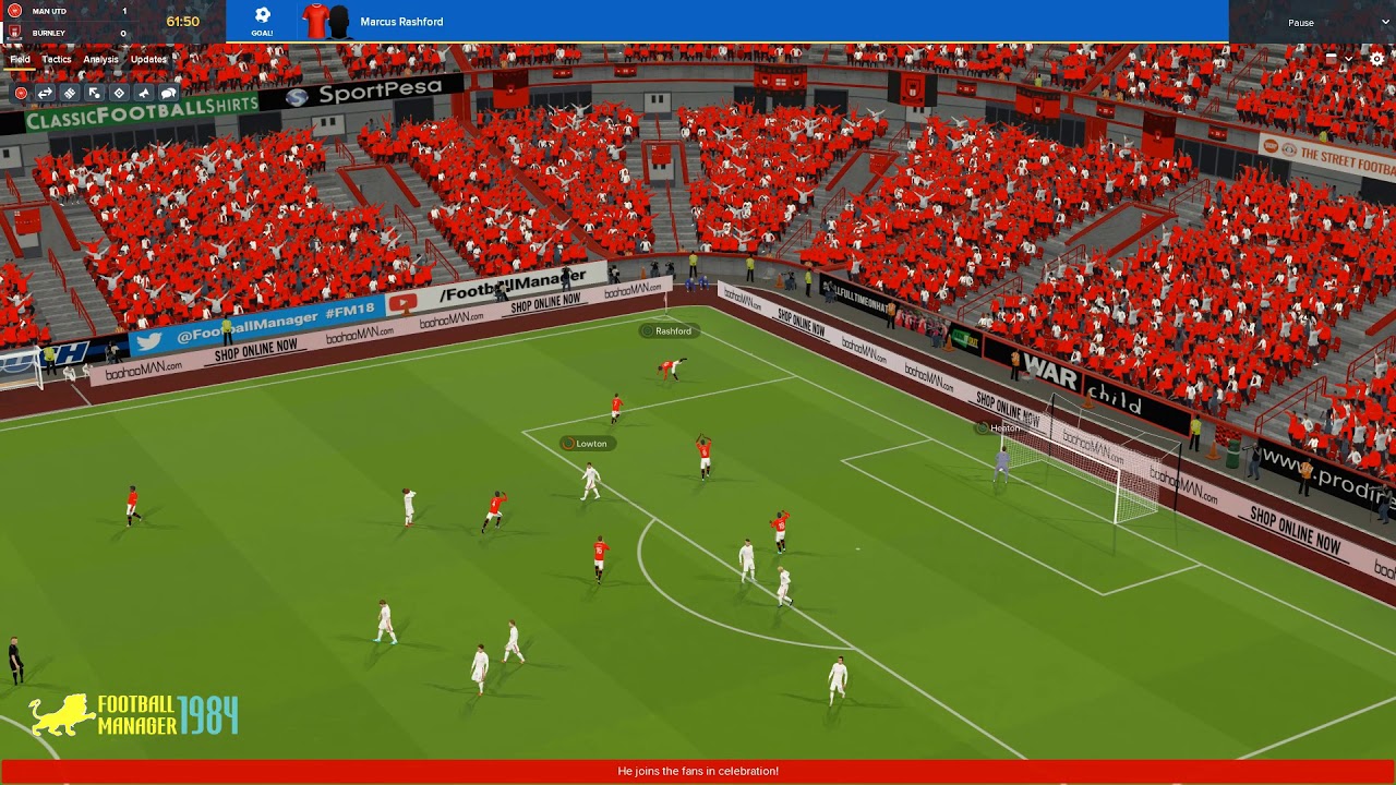 Fm 2018 Man Utd - Marcus Rashford punish mistakes Burnley defender with a shot from outside the box