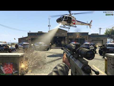 GTA 5 - Paleto Bay Sheriff Station Sniper Attack + Ten Star Escape