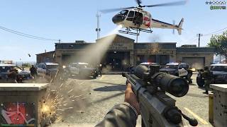 GTA 5 - Paleto Bay Sheriff Station Sniper Attack + Ten Star Escape screenshot 4