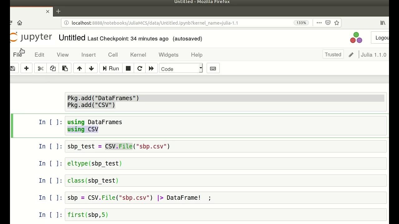 Importing a CSV file into Julia Notebooks - YouTube