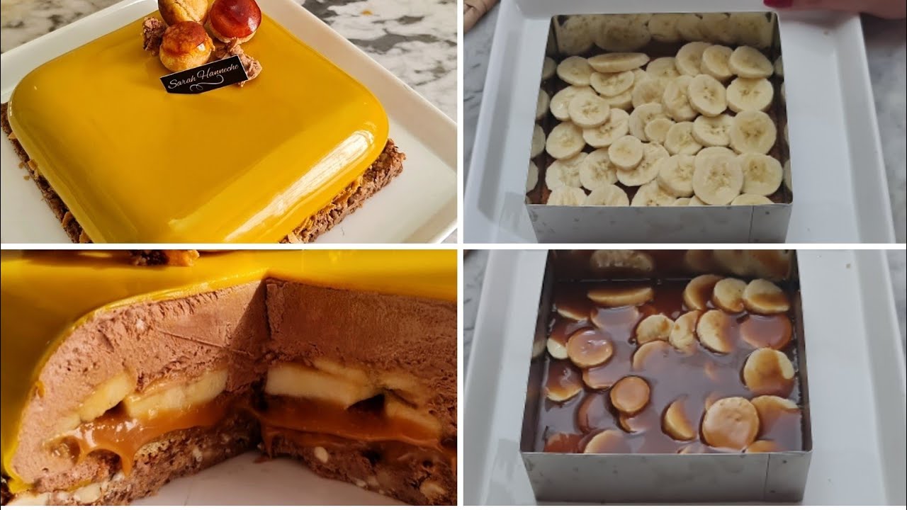 entremet banane caramel 🍌🍮باتيسري بذوق الموز و الكراميل