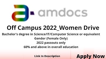 A - amdocs Off Campus For Fresher Women | Apply Now |✨|WATCH THE VIDEO FULLY |😊JOBS IN INDIA