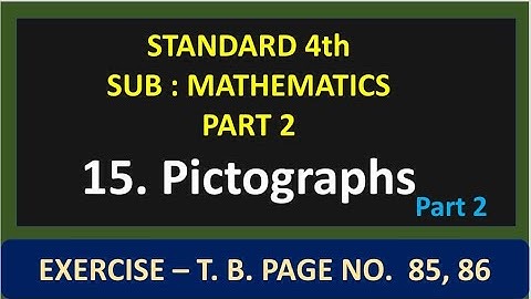 Pictographs - Lesson No. 15 - Exercise T. B. Page No. 85 To 86 - Sub : Mathematics - Std. 4th