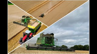 Moisson de Blé avec une JD s690i et 2 MF avec Joskin