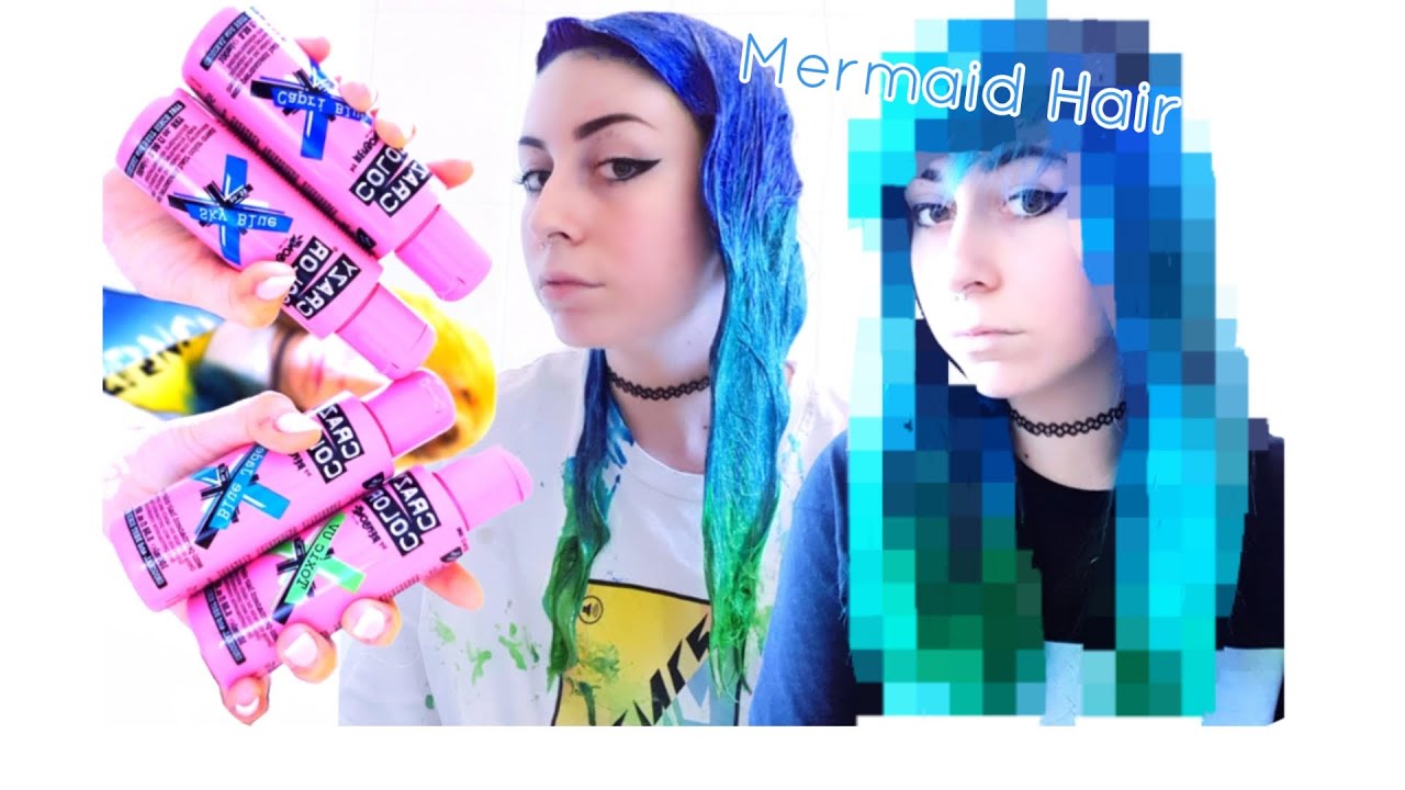 MERMAID HAIR DYE AT HOME, from blonde to blue, ocean hair, CRAZY COLOR DYE, blue gradient