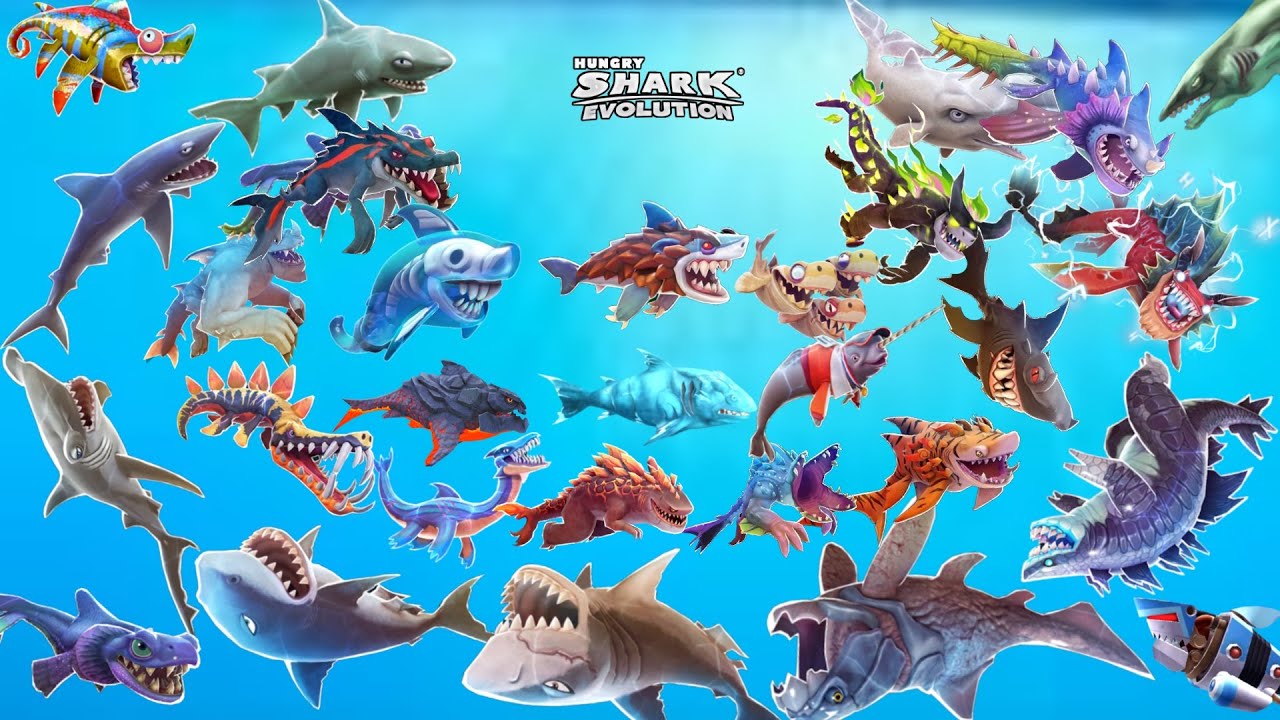 Hungry Shark Evolution - All Sharks Unlocked VS Crab Boss 🦀 - YouTube