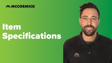 Item Specifications | McCormick Estimating Software