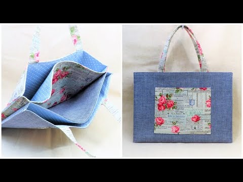ペタンコバッグ簡単作り方 裏地付き双子バッグ作り方 how to