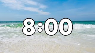 8 Minute Beach/Summer 🏖 Countdown Timer With Ocean Wave Sounds in The Background