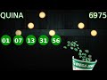 Resultado QUINA 13/03/2026. Concurso 6975. O premio estimado é de R$ 7.000.000,00.