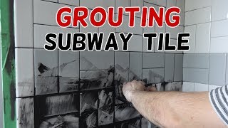 Grouting Our Basketweave Subway Tile!