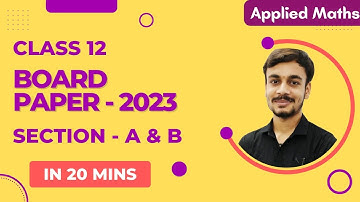 APPLIED MATHS| YEAR 2023 |BOARD PAPER|CBSE | PART 1