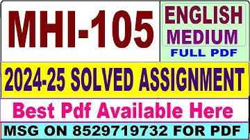 MHI 105 solved assignment 2024-25 || mhi 105 solved assignment 2025 in English || ignou mhi105 2025