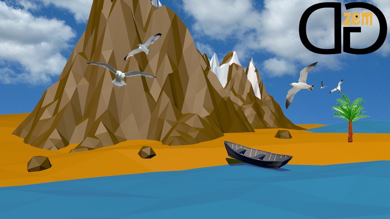 Low Poly в 3D моделировании.Пошаговое моделирование низкополигонального ландшафта