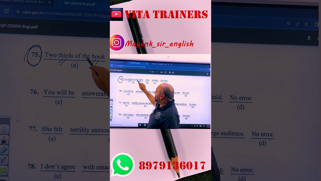 Amazing CDS English PYQ"s in 30 Seconds | NDA, CDS English PYQ - Mayank Sir 