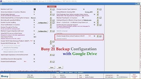 Busy 21 backup configuration with Google drive