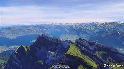 Google Earth Pro Cloudy day: Mounts, Switzerland (weather, photorealistic atmosphere rendering) GEAV