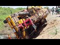 Heavy KATO Crane truck collapse Accident and Amazing recovery by two crane