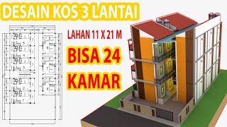 DESAIN KOS KOSAN 3X4 || 3 Lantai || Kamar Mandi Dalam, Dapur & Jemuran