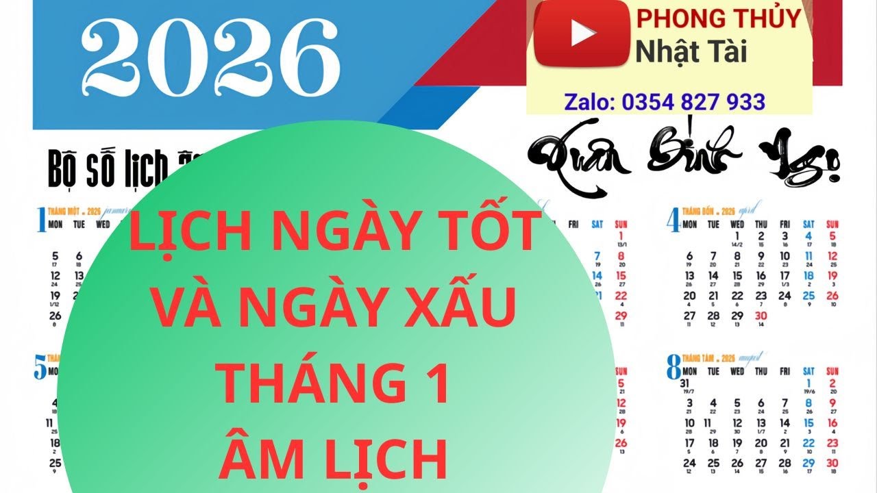 Nhật Tài Xem Ngày Tốt Ngày Xấu Trong Tháng 1 Âm Lịch Năm 2026
