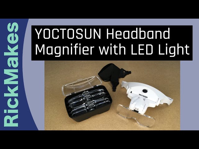 Yoctosun Magnifying Glasses with Light, Head Mount Magnifier with 5 Lenses, Headband, Storage Case, Hands Free LED Lighted Head Magnifying Visor for