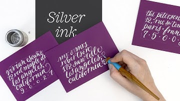 Modern Calligraphy Envelope Addressing with Silver Ink