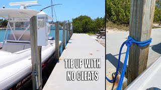 HOW TO TIE A BOAT TO THE DOCK with NO CLEATS  Tie Lines To Piling