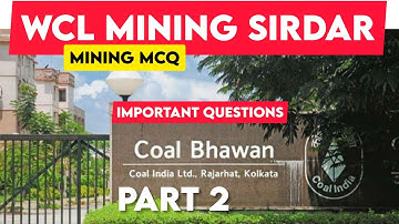 WCL previous year question | Important questions for Mining Sirdar exam | Jr Overman | #WCL| Khanan