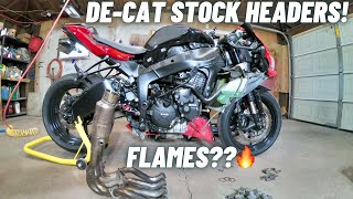 2013  2023 ZX6R Stock Header Mod |Cat Delete  Exhaust Decat | Flames, Cracks and Pops |