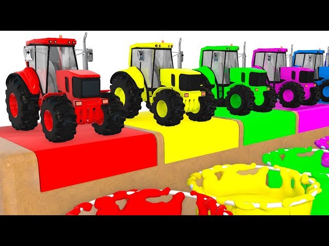 Colors with Tractors & Vehicles for Kids Educational Animation Cartoon for Children class=